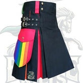 Rainbow Pride Hybrid Kilt for Men – LGBTQ Festival Kilt with Colorful Pleats & Side Pockets | BattleOfKilts